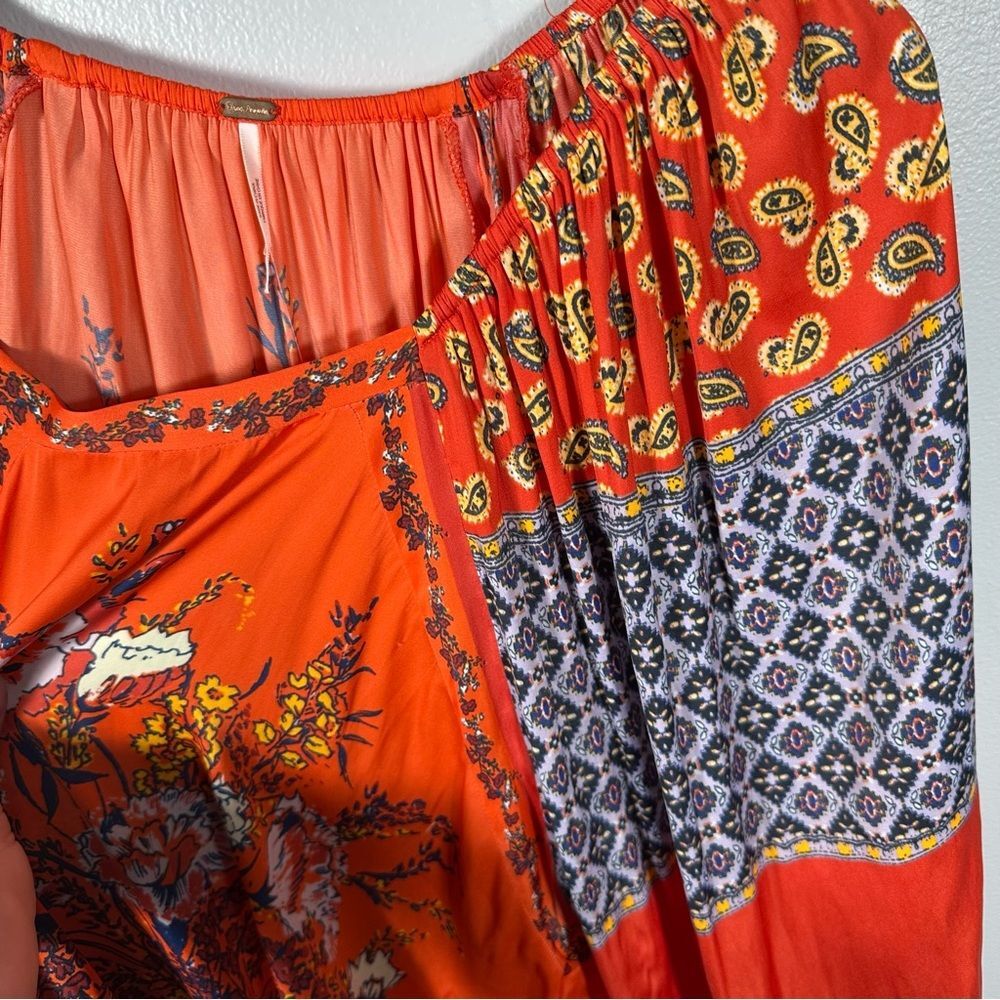 Free People Positano Print Blouse NWT Size XS Cherry Combo Boho Spring Chic - Picture 13 of 15